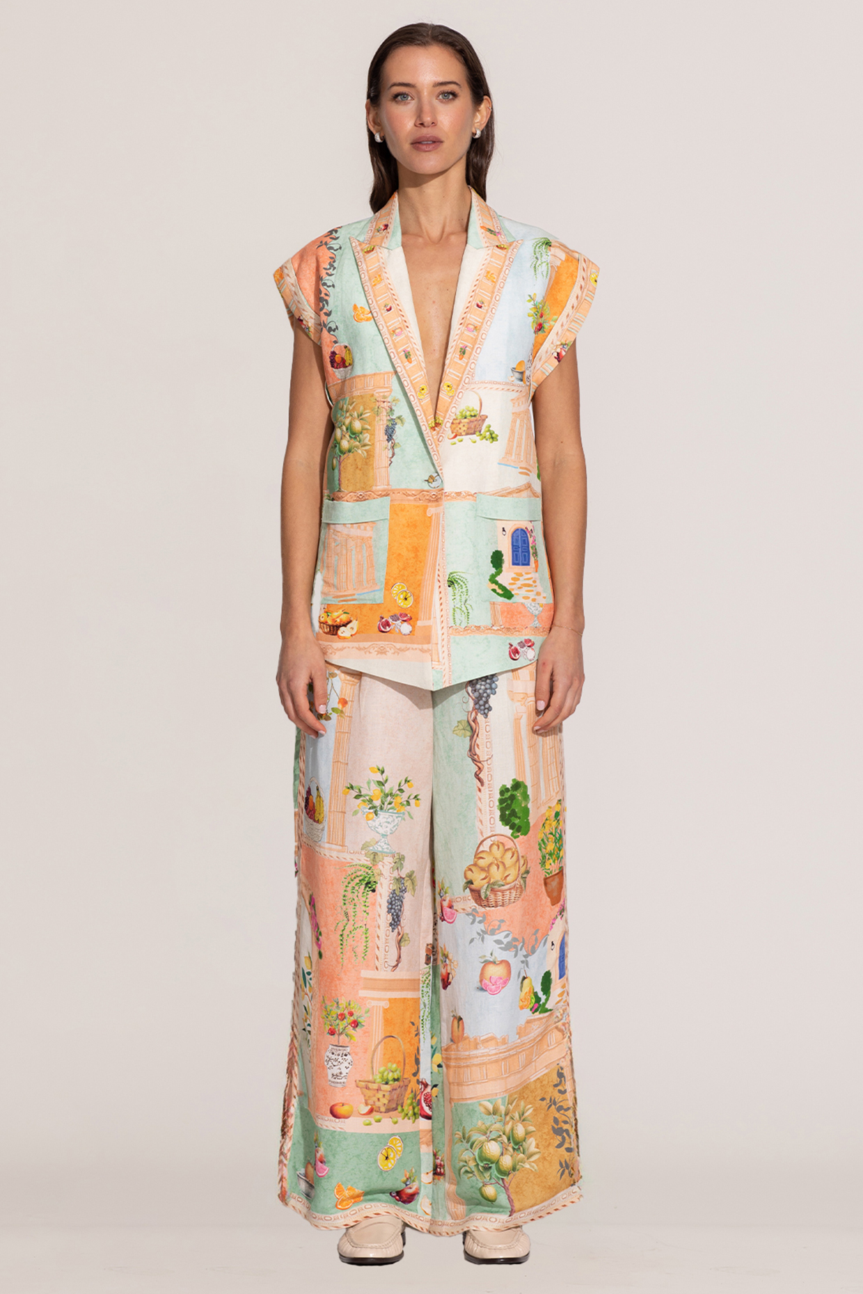 Multi-Colored Linen Viscose Printed Jacket by Ranna Gill at Pernia's Pop Up Shop