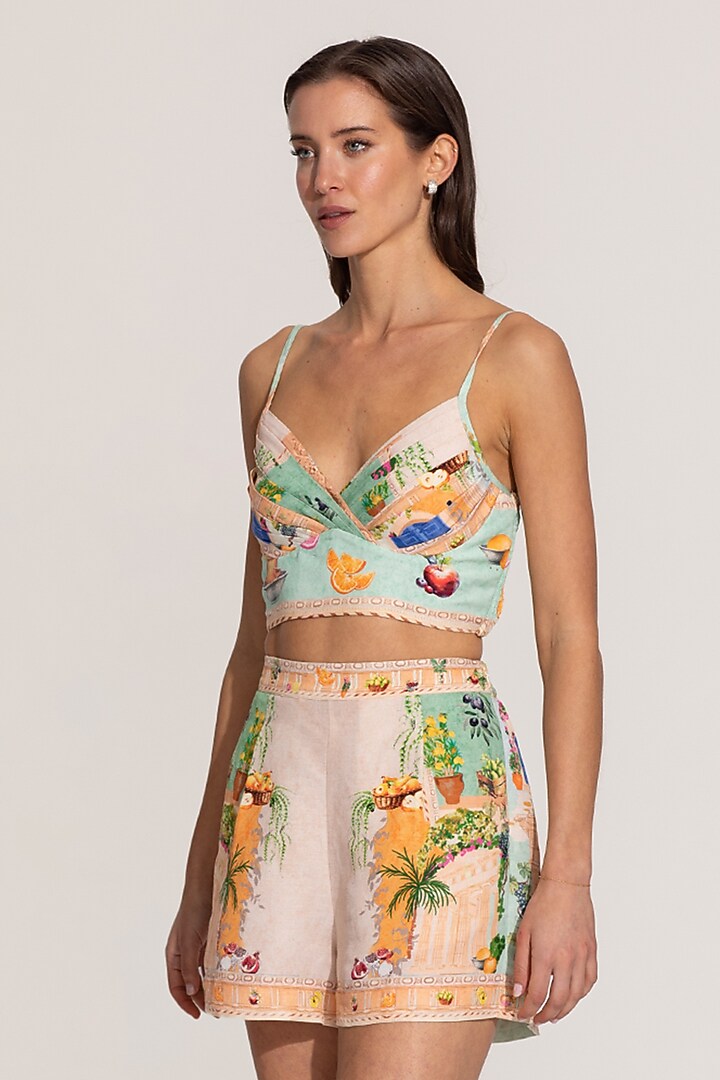 Multi-Colored Linen Viscose Printed Shorts by Ranna Gill at Pernia's Pop Up Shop