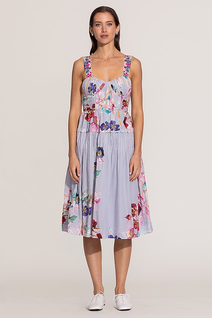 Lavender Cotton Printed Midi Summer Dress by Ranna Gill at Pernia's Pop Up Shop