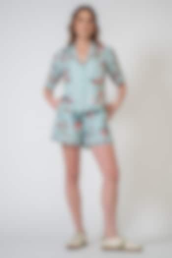 Jade Crinkle Printed Shirt by Ranna Gill at Pernia's Pop Up Shop