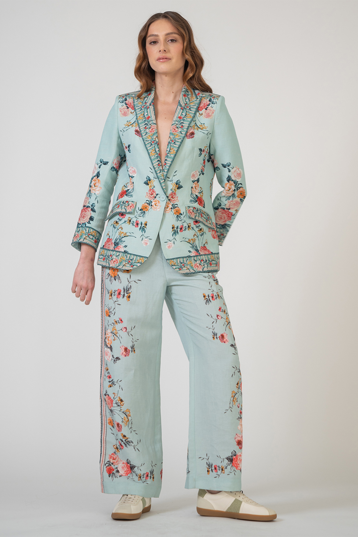 Jade Linen Viscose Printed Pants by Ranna Gill at Pernia's Pop Up Shop