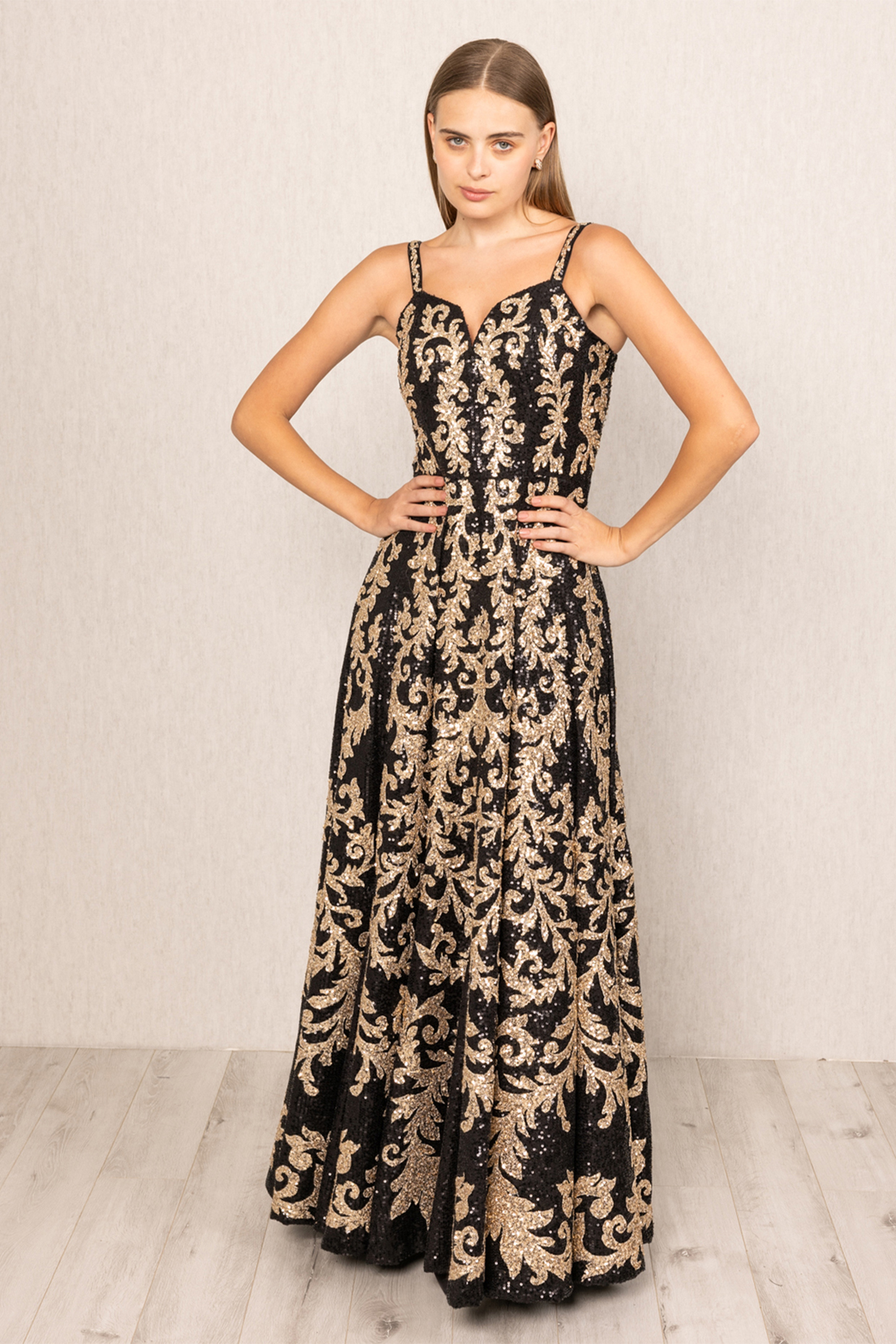 Black Sequins Fabric Engagement Gown by Ranna Gill at Pernia's Pop Up Shop