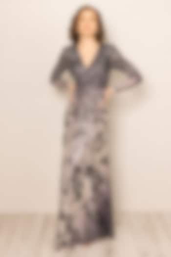 Grey Ombre Poly Sequins Georgette Embroidered Party Wear Gown by Ranna Gill at Pernia's Pop Up Shop