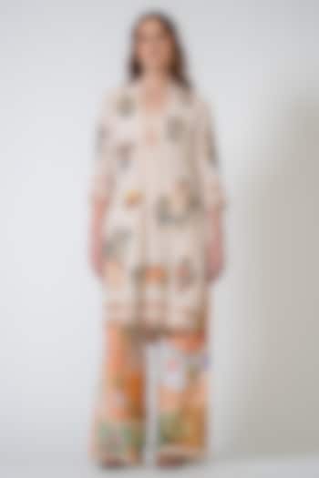 Beige China Georgette Printed Tunic by Ranna Gill at Pernia's Pop Up Shop