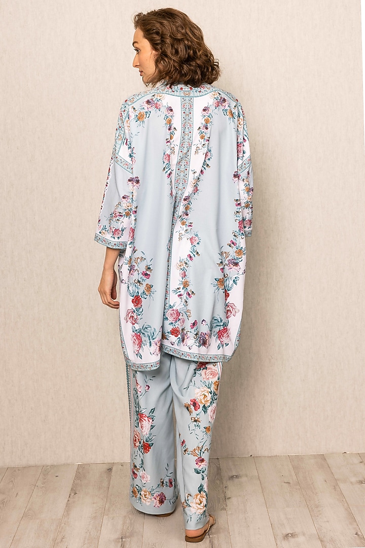 Sky Blue China Crinkle Fabric Printed Tunic by Ranna Gill at Pernia's Pop Up Shop