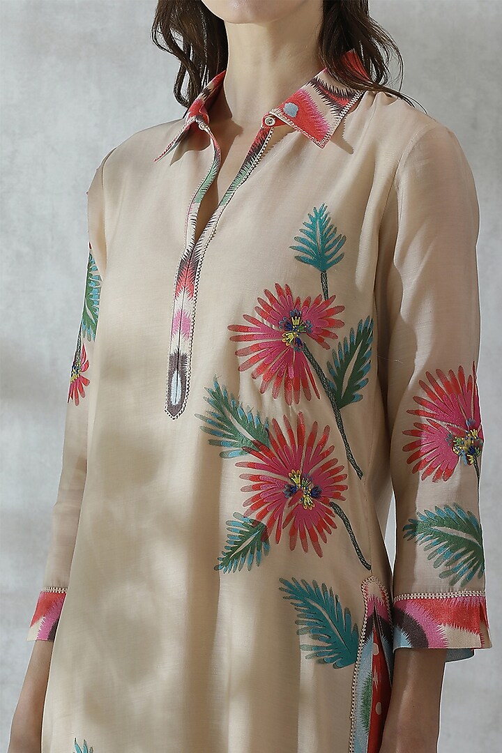 Multi-Colored Cotton Silk Embroidered Tunic by Ranna Gill at Pernia's Pop Up Shop