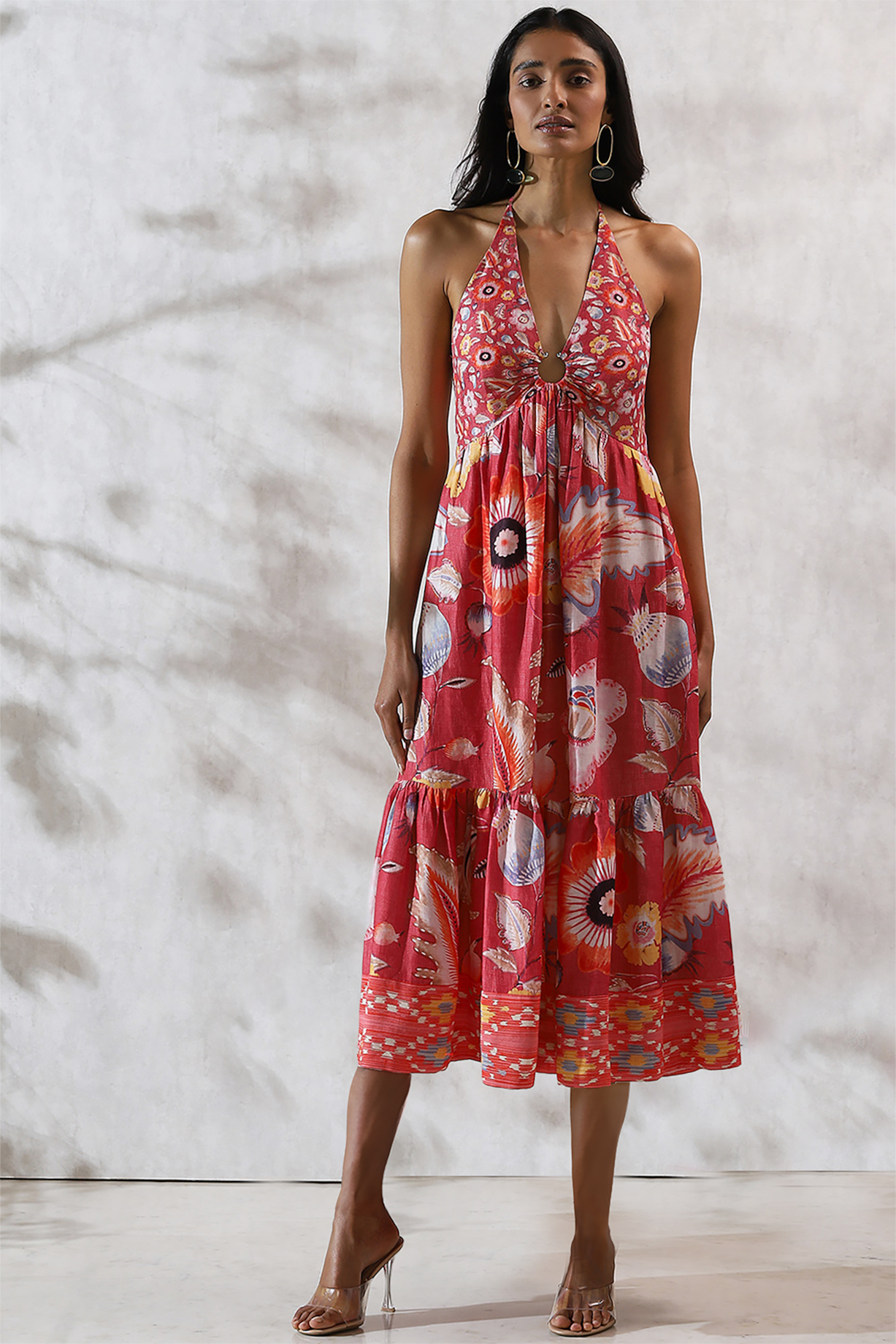 blue dress for baby girl Celeste Twisted Midi Dress by Ranna Gill  Elegant Floral Resort wear