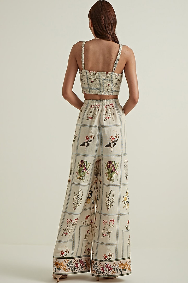 Off-White Linen Viscose Printed Bustier by Ranna Gill at Pernia's Pop Up Shop