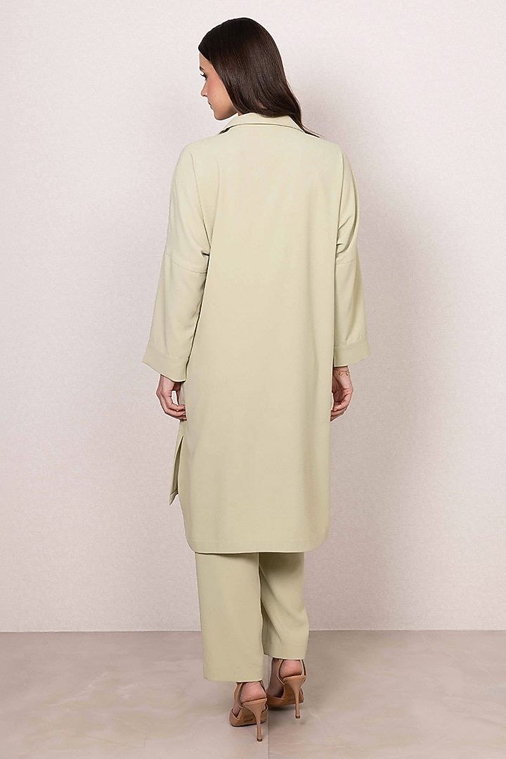 Pista Green Crepe Embroidered Tunic by Ranna Gill at Pernia's Pop Up Shop