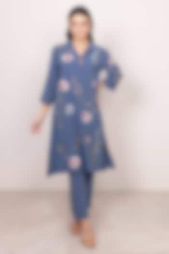 Blue Poly Crinkle Tunic by Ranna Gill at Pernia's Pop Up Shop