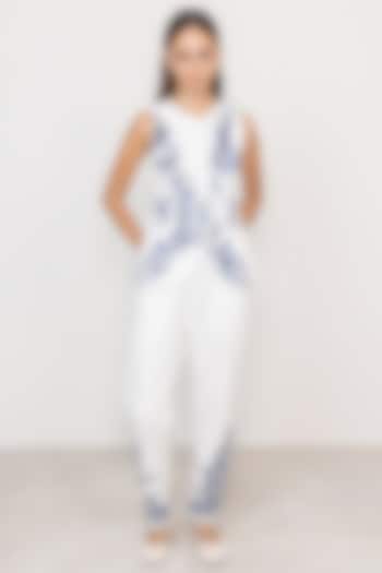 White Poly Flex Embroidered Straight Pants by Ranna Gill at Pernia's Pop Up Shop