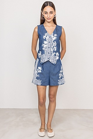 Blue Denim Waistcoat by Ranna Gill