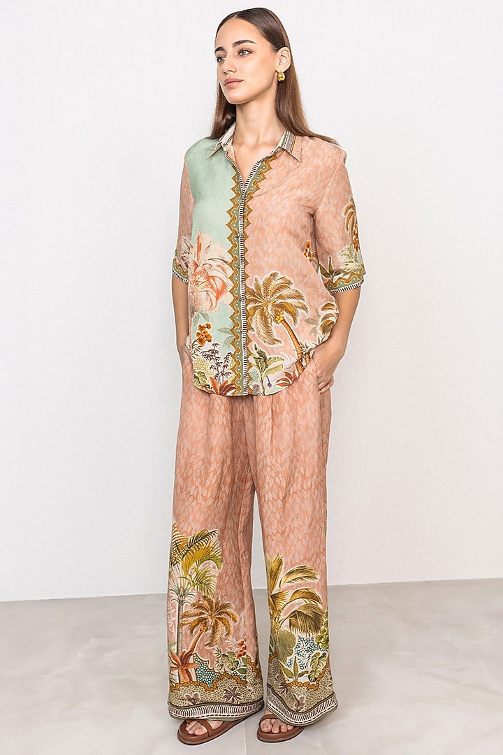 Multi-Colored Linen Viscose Printed Shirt by Ranna Gill at Pernia's Pop Up Shop