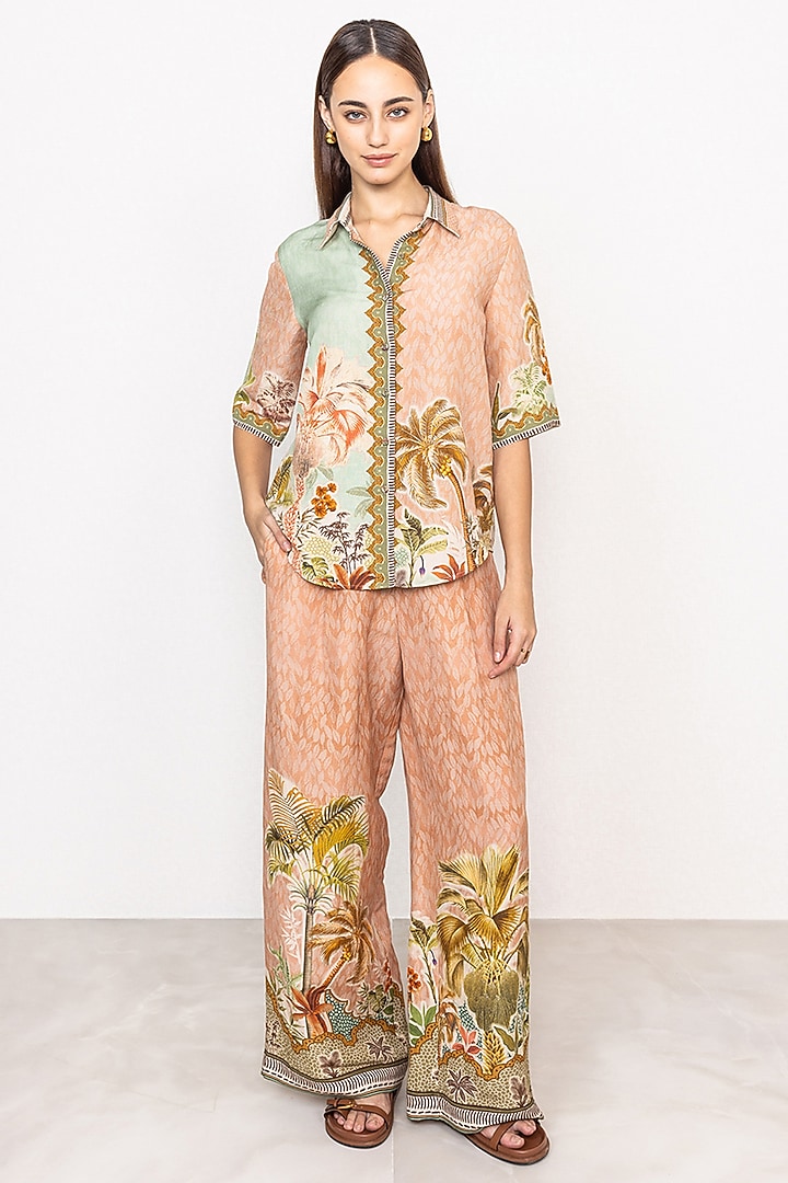 Multi-Colored Linen Viscose Printed Shirt by Ranna Gill at Pernia's Pop Up Shop