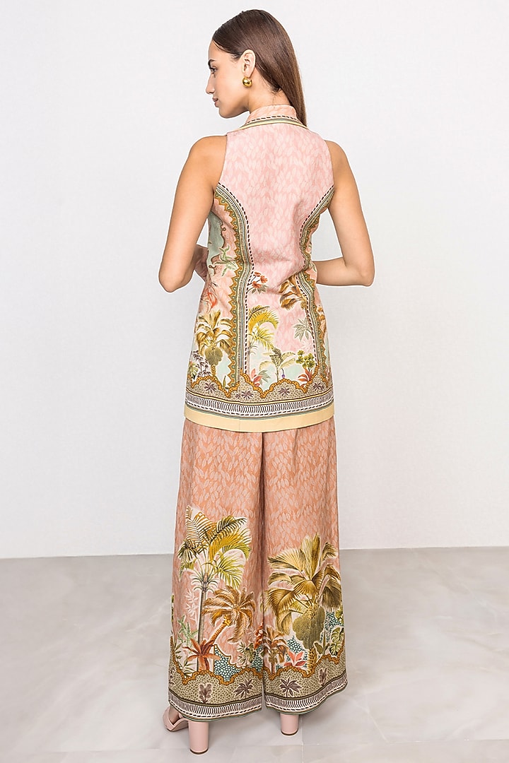 Multi-Colored Linen Viscose Printed Halter Waist Coat by Ranna Gill at Pernia's Pop Up Shop