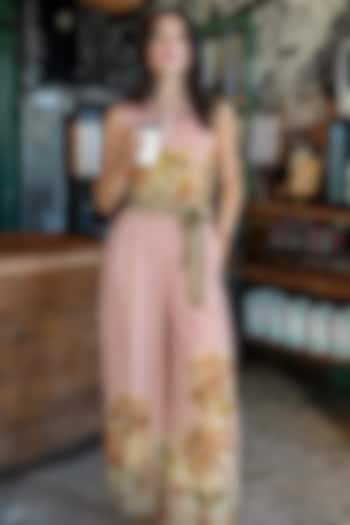 Multi-Colored Linen Viscose Printed Wide-Leg Jumpsuit by Ranna Gill at Pernia's Pop Up Shop