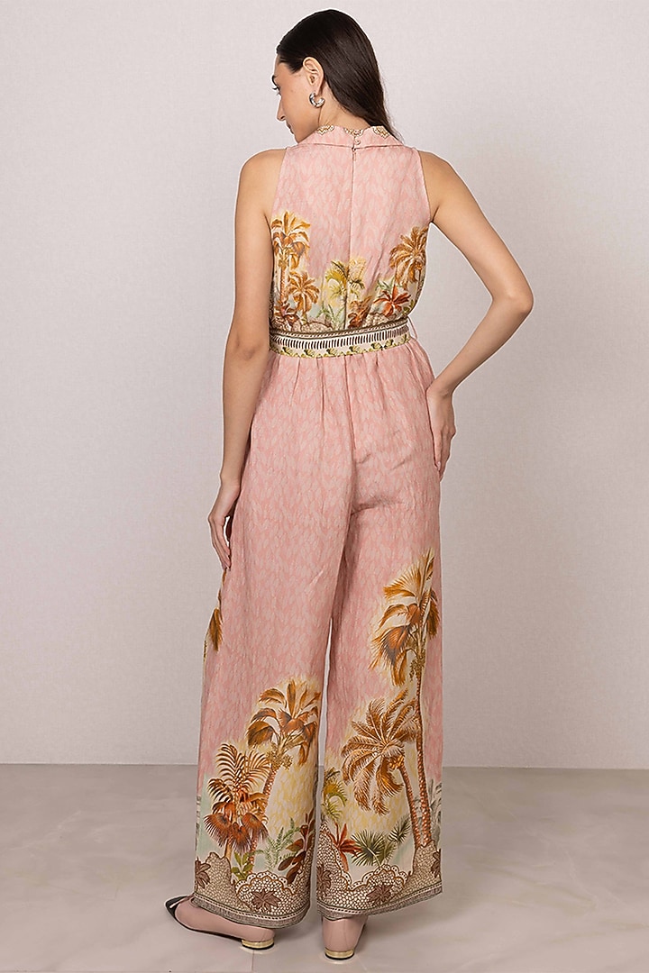 Multi-Colored Linen Viscose Printed Wide-Leg Jumpsuit by Ranna Gill at Pernia's Pop Up Shop