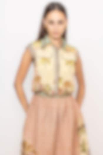 Multi-Colored Linen Viscose Printed Crop Top by Ranna Gill at Pernia's Pop Up Shop