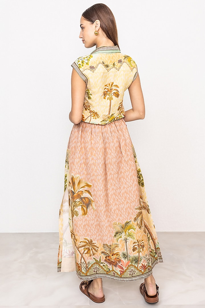 Multi-Colored Linen Viscose Printed Crop Top by Ranna Gill at Pernia's Pop Up Shop