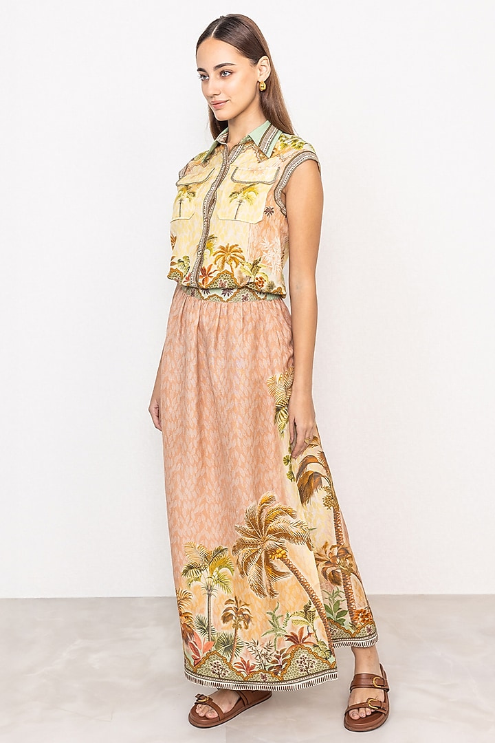 Multi-Colored Linen Viscose Printed Crop Top by Ranna Gill at Pernia's Pop Up Shop