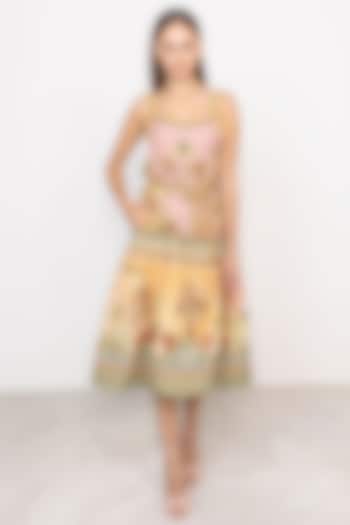 Multi-Colored Linen Viscose Printed Midi Vacation Dress by Ranna Gill at Pernia's Pop Up Shop