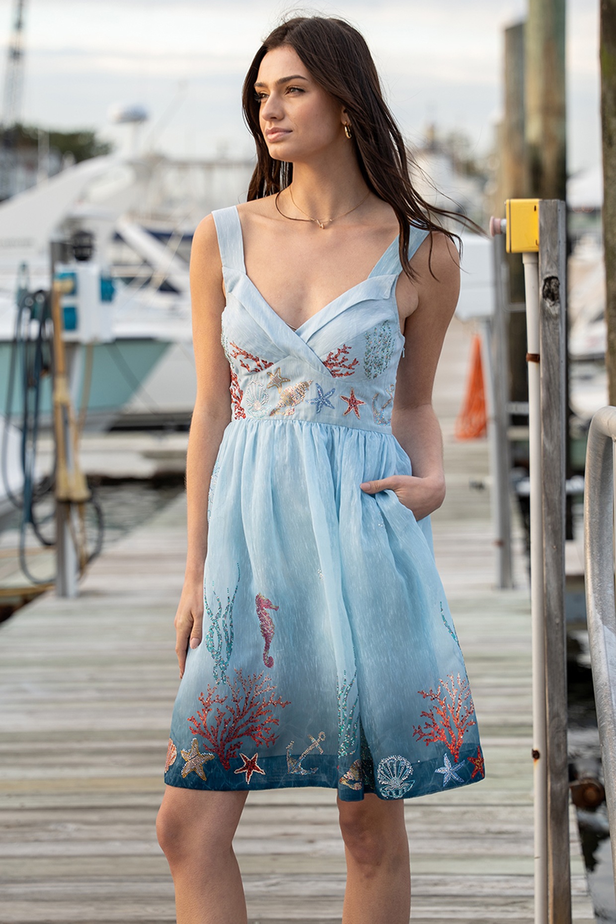 Ranna Gill Blue Ombre Dhaka Linen Mini Dress