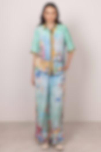 Multi-Colored Linen Viscose Printed Co-Ord Set by Ranna Gill at Pernia's Pop Up Shop