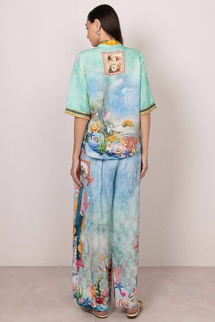 Multi-Colored Linen Viscose Printed Co-Ord Set by Ranna Gill at Pernia's Pop Up Shop