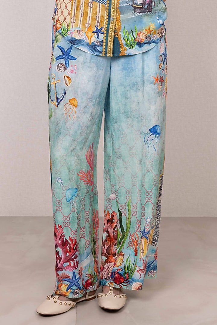 Multi-Colored Linen Viscose Printed Co-Ord Set by Ranna Gill at Pernia's Pop Up Shop