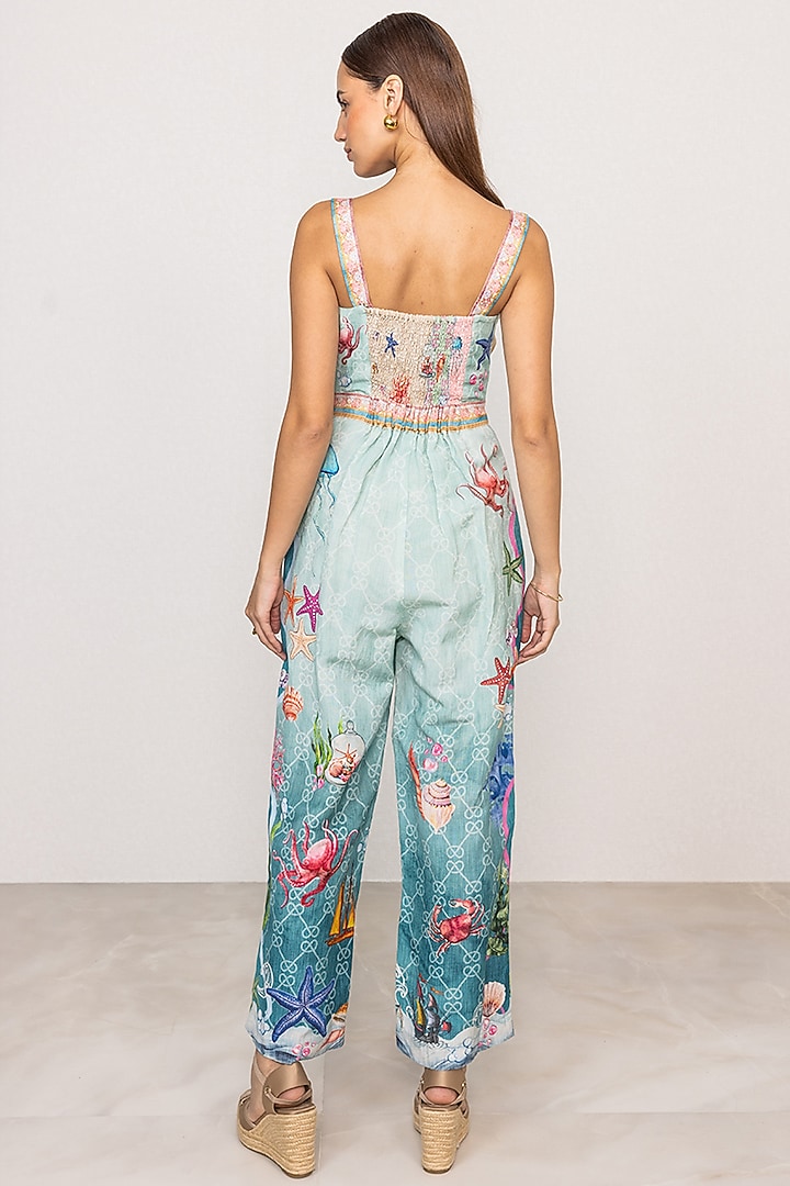 Multi-Colored Linen Viscose Wide-Leg Jumpsuit by Ranna Gill at Pernia's Pop Up Shop