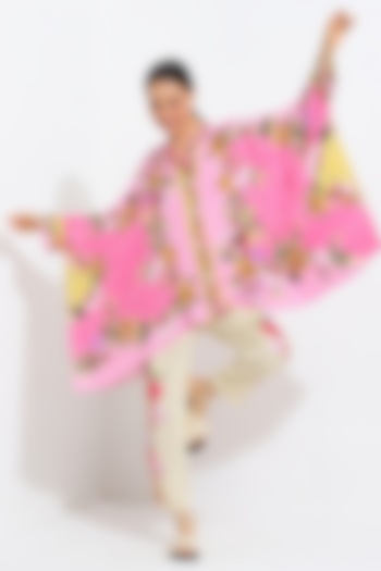 Multi-Colored Linen Blend Printed Kaftan Set by Ranna Gill at Pernia's Pop Up Shop