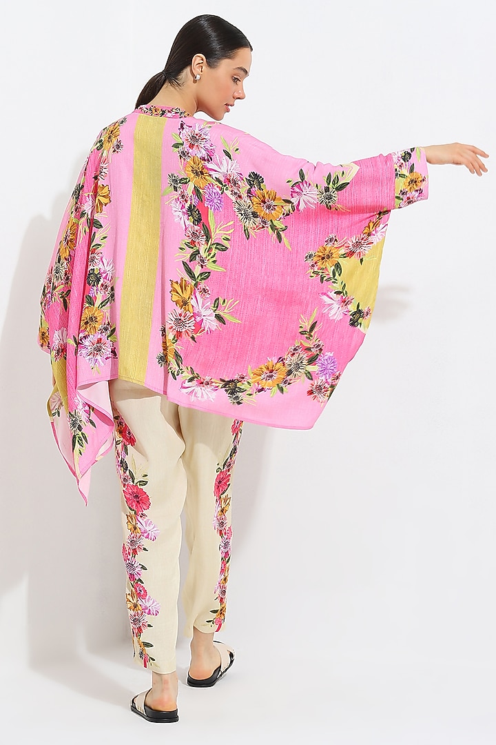 Multi-Colored Linen Blend Printed Kaftan Set by Ranna Gill at Pernia's Pop Up Shop