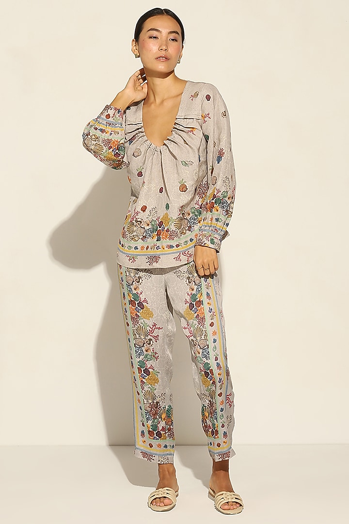 Multi-Colored Satin Modal Printed Pants by Ranna Gill at Pernia's Pop Up Shop