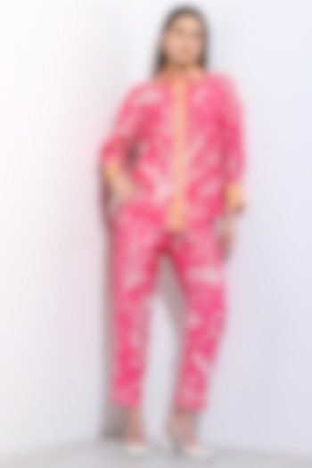 Pink Linen Blend Pants by Ranna Gill at Pernia's Pop Up Shop