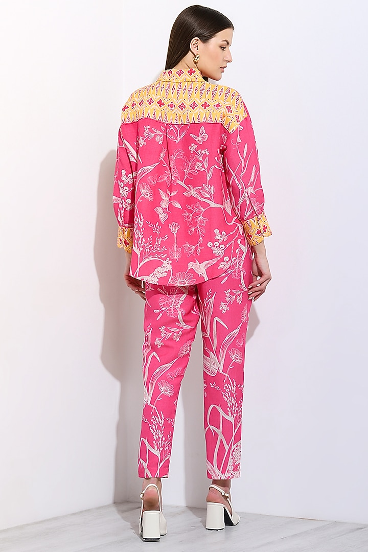 Pink Linen Blend Pants by Ranna Gill at Pernia's Pop Up Shop
