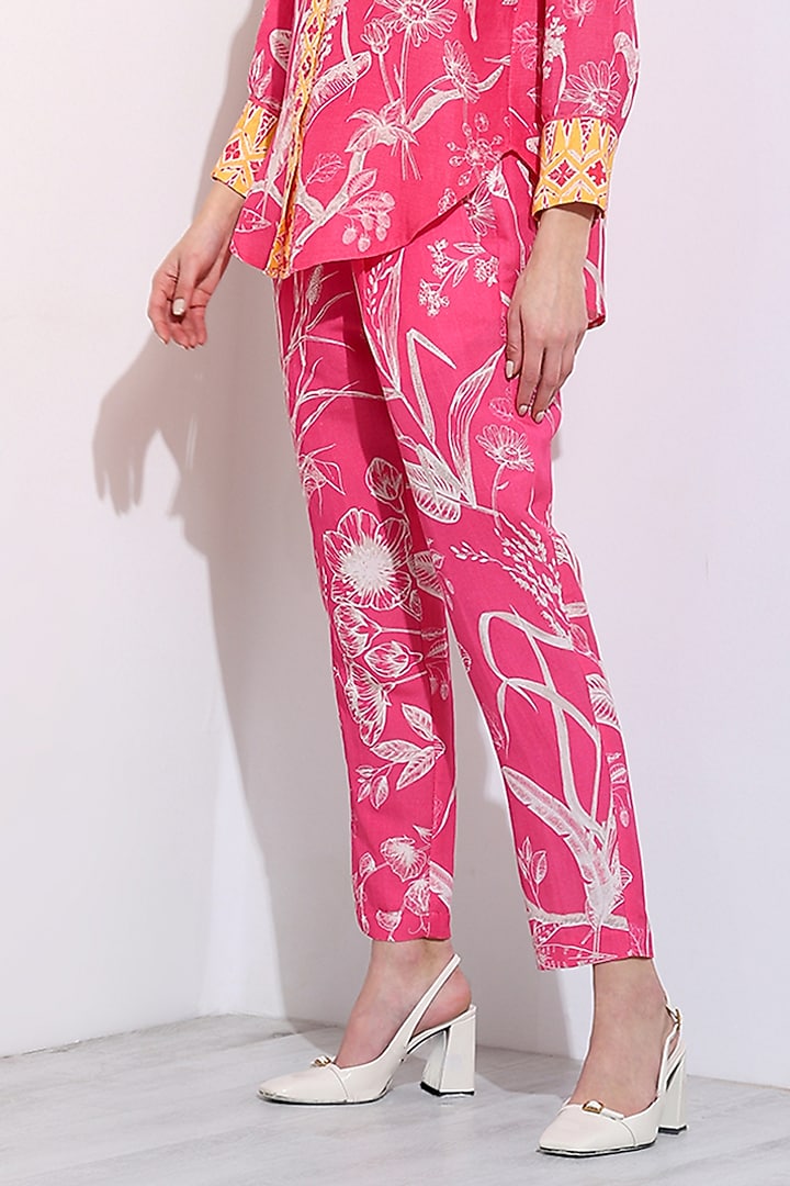 Pink Linen Blend Pants by Ranna Gill at Pernia's Pop Up Shop