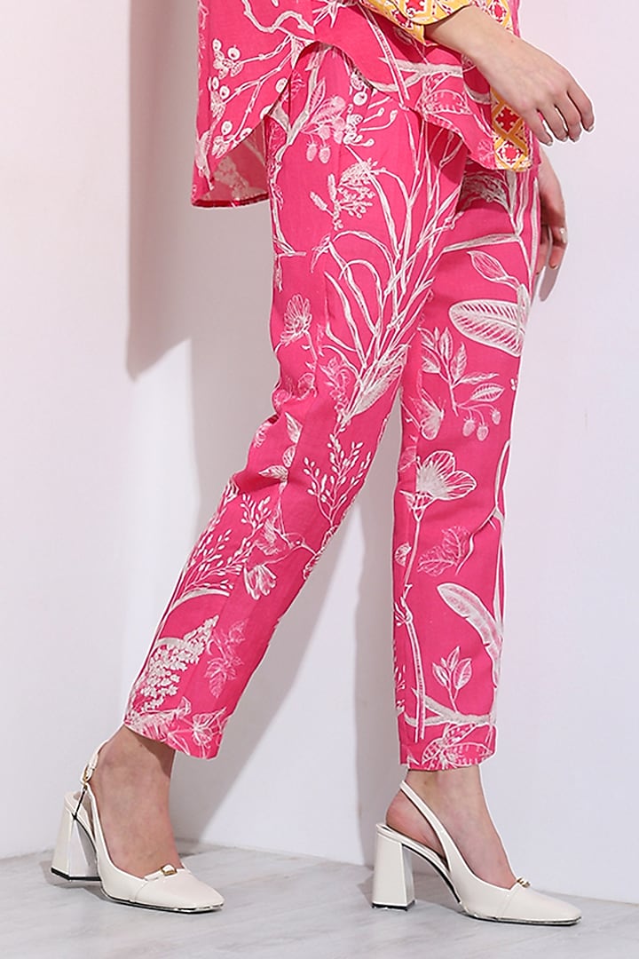 Pink Linen Blend Pants by Ranna Gill at Pernia's Pop Up Shop