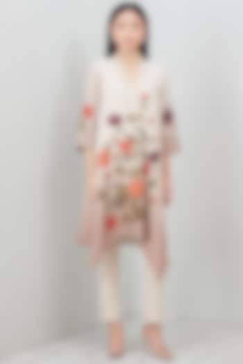 Beige Georgette Thread Embroidered Tunic by Ranna Gill at Pernia's Pop Up Shop