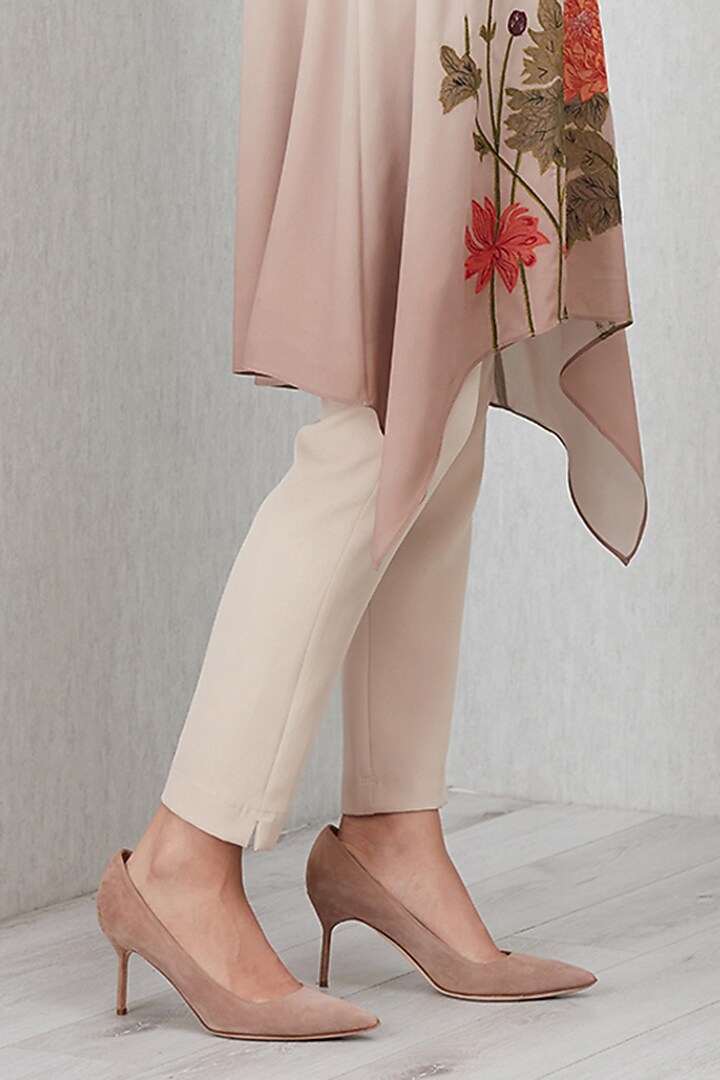 Beige Georgette Thread Embroidered Tunic by Ranna Gill at Pernia's Pop Up Shop