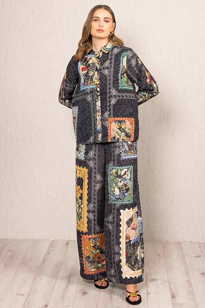 Multi-Colored Linen Viscose Floral Printed Shirt by Ranna Gill at Pernia's Pop Up Shop