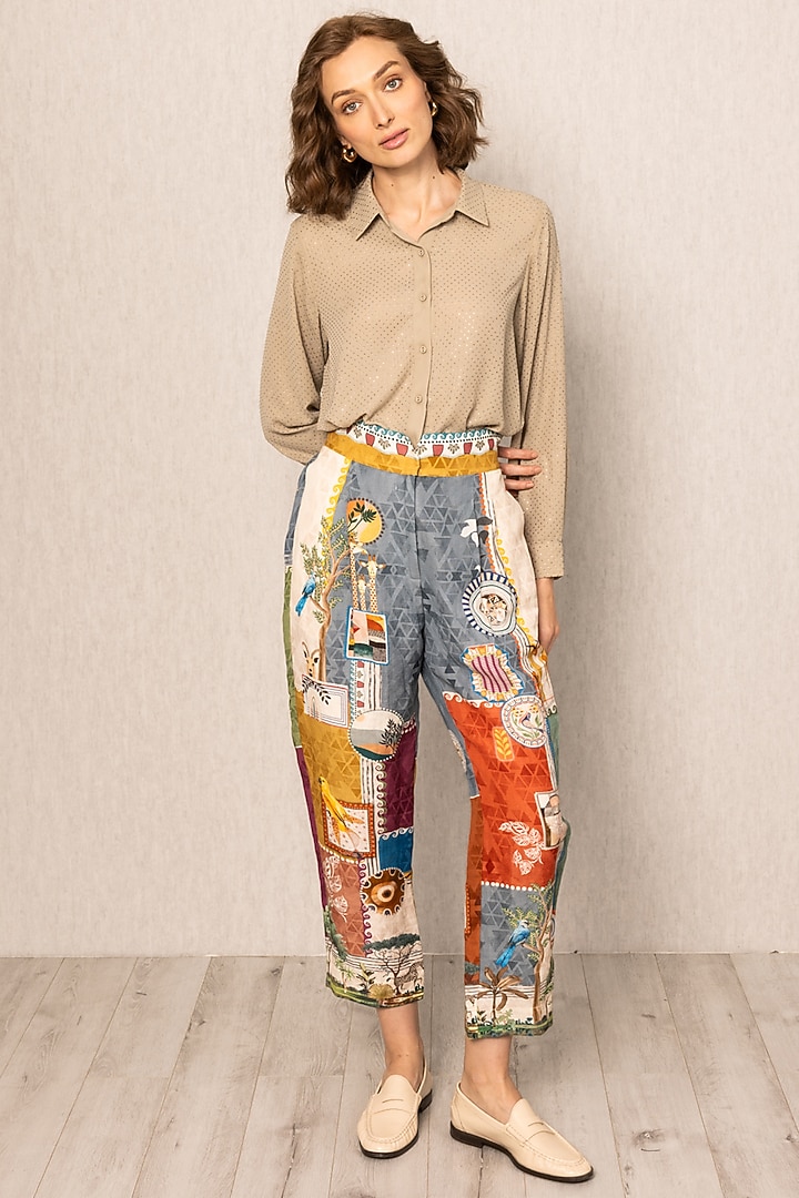 Sand-Colored Georgette Shirt by Ranna Gill at Pernia's Pop Up Shop