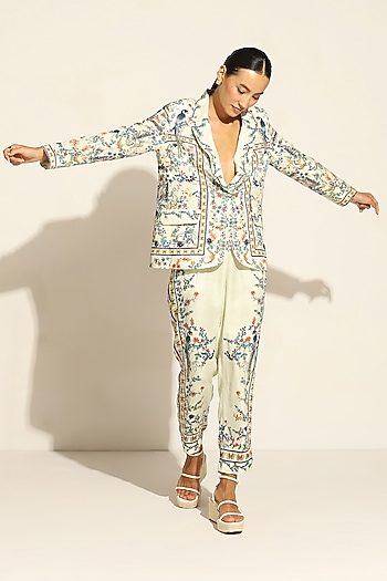 Multi-Colored Satin Modal Printed Pants by Ranna Gill at Pernia's Pop Up Shop