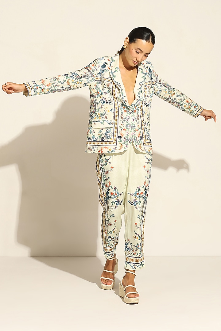 Multi-Colored Satin Modal Printed Pants by Ranna Gill at Pernia's Pop Up Shop