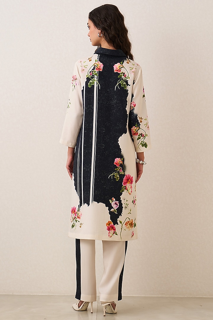 Black & Beige Tencel Floral Printed Tunic Set by Ranna Gill at Pernia's Pop Up Shop