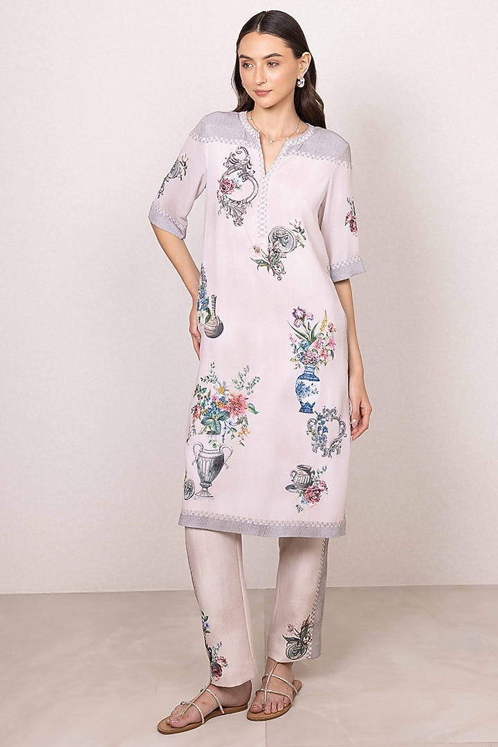 Multi-Colored Georgette Floral Printed Tunic Set by Ranna Gill at Pernia's Pop Up Shop