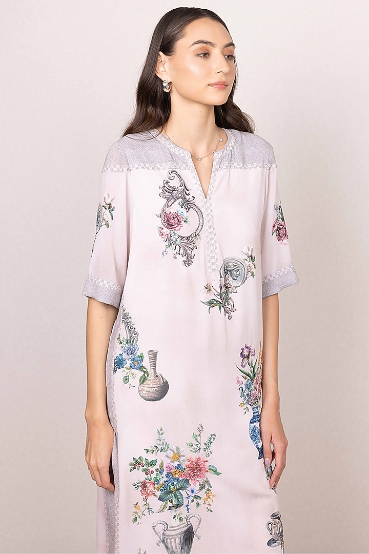 Multi-Colored Georgette Floral Printed Tunic Set by Ranna Gill at Pernia's Pop Up Shop