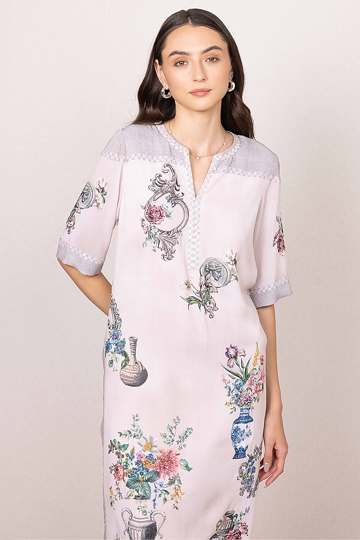 Multi-Colored Georgette Floral Printed Tunic Set by Ranna Gill at Pernia's Pop Up Shop