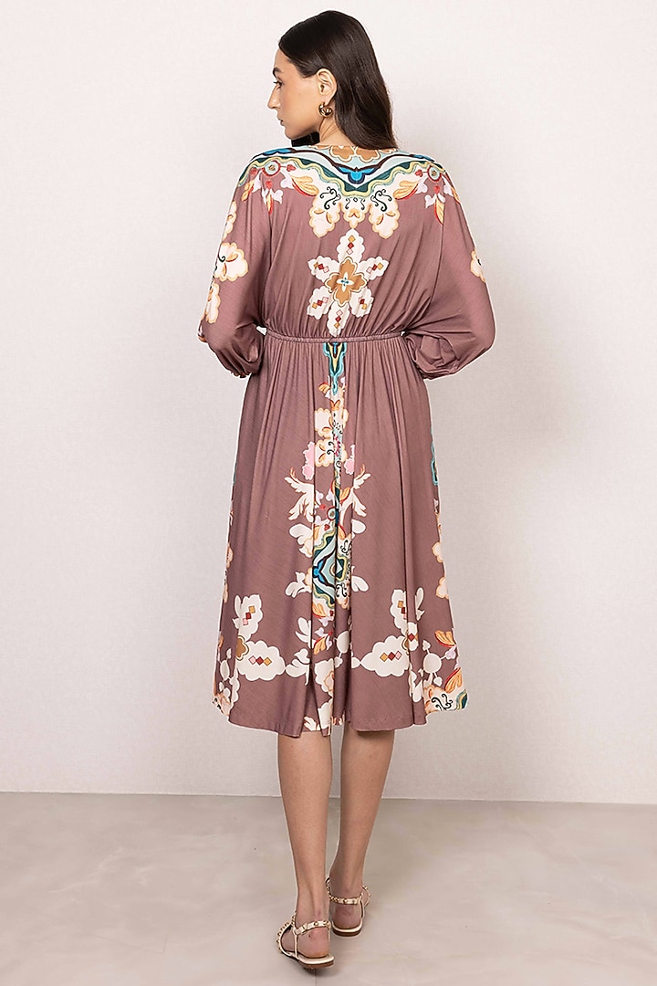 Multi-Colored Jersey Tapestry Printed Midi Vacation Dress by Ranna Gill at Pernia's Pop Up Shop