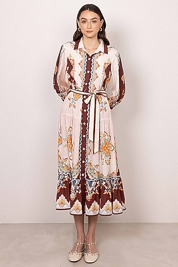 Multi-Colored Tencel Tapestry Printed Vacation Shirt Dress by Ranna Gill at Pernia's Pop Up Shop