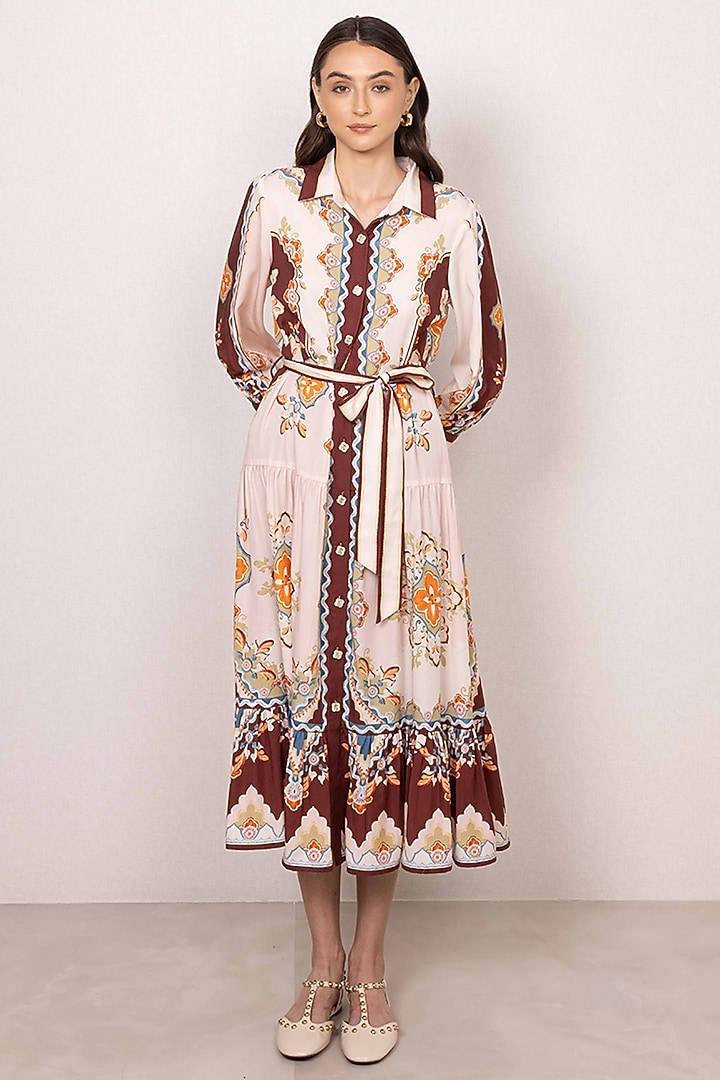 Multi-Colored Tencel Tapestry Printed Vacation Shirt Dress by Ranna Gill at Pernia's Pop Up Shop